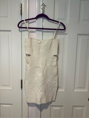 Cream/white Spaghetti BANDAGE Strap Cutout Mini Dress